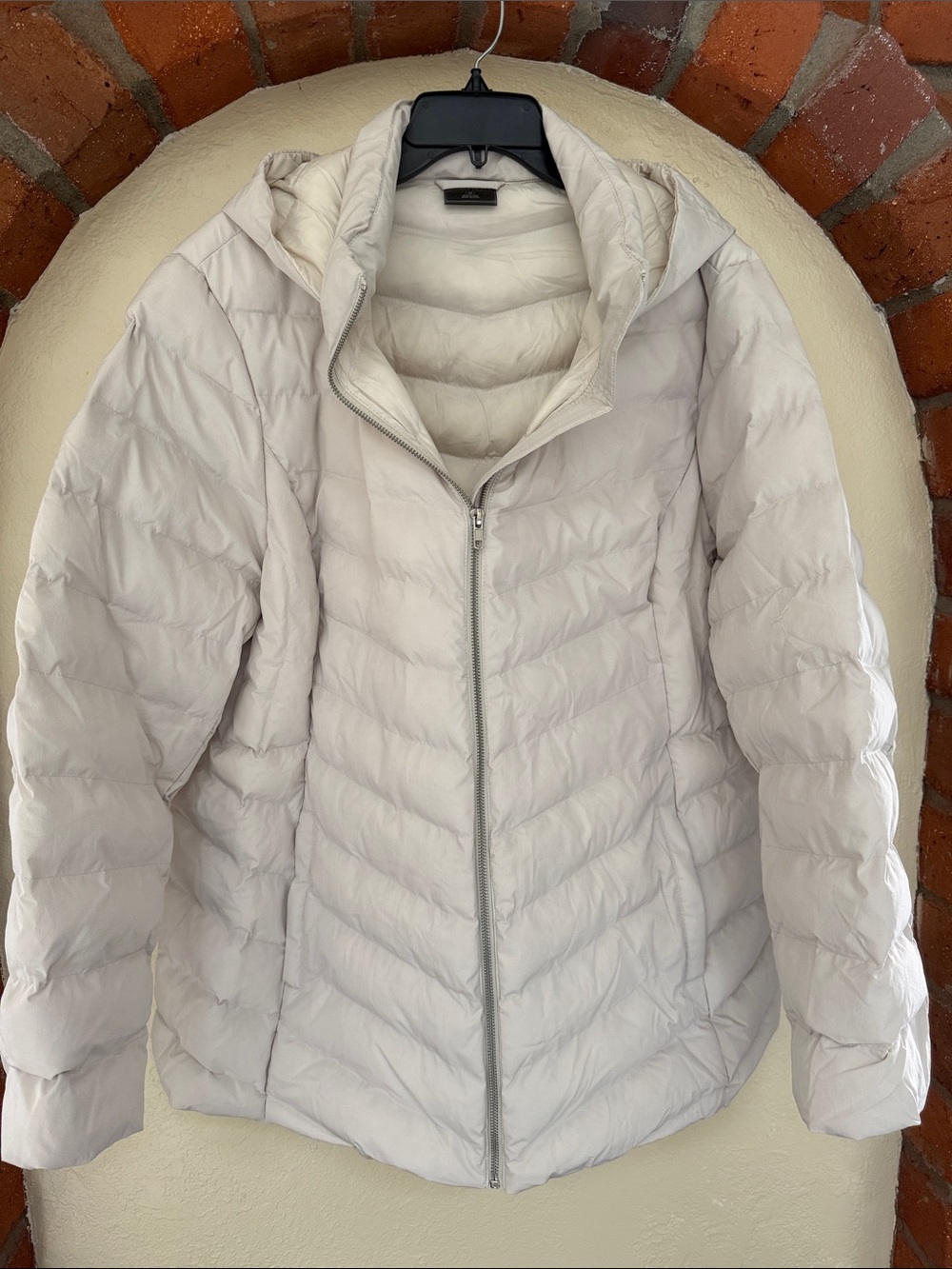 32 Degrees Women's Cream Quilted Packable Puffer Jacket with Hood
